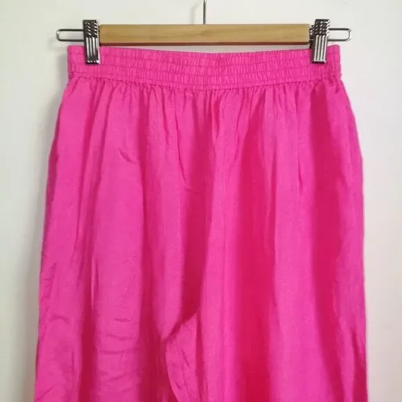 VINTAGE Y2K Bubble Pink Satin Light Silky High-rise Tapered Trouser Pants Small - Picture 6 of 14